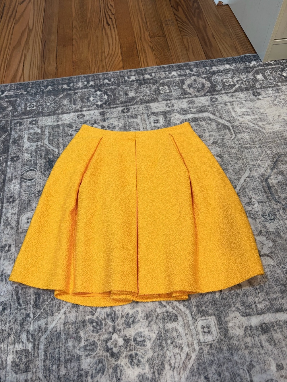 H&M Bright Yellow Textured Skater Skirt